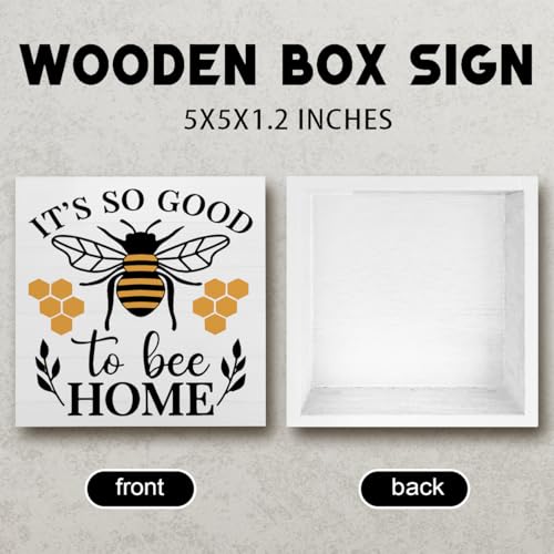 Bee Sign Decor Bee Decorations for Home It's So Good To Be Wooden Box Sign Desk Accessories Home Office Bedroom Bathroom Decor Housewarming Gift 5 X 5 Inch - color: Home