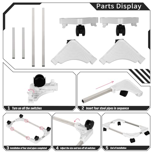 Liitrton Mobile CPU Stand Adjustable Computer Tower Stand with 4 Caster Wheels Fits Most PC (White) - color: White