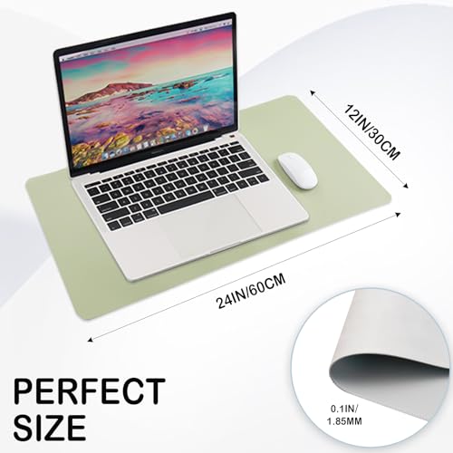 24 x 12 Inches Leather Desk Pad Protector, Non-Slip PU Leather Desk Mat, Laptop Desk Pad, Perfect for Office & Home Use (mint green) - color: Mint Green