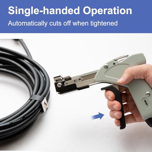 Metal Zip Tie Cutter, Stainless Steel Cable Tie Gun with Adjustable Tension & Automatic Cutter for Stainless Steel Tie Wrap with Free Zip Tie Release Tool, Single-Hand Operated - style: Single-Hand Operated