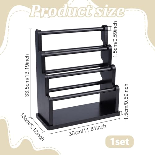 PH PandaHall 7 Tier Wood Bracelet Holder Bracelet Organizer Storage Bangle Watch Scrunchie Displays Jewelry Display Stand Bracelet Organizer Rack for Vendors Selling Craft Show Store Home, Black - color: Black