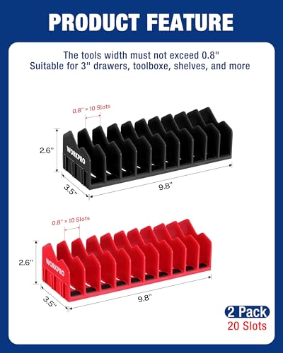 WORKPRO 2-Pack Plier Organizer Rack, Pliers Holder and Cutter Organizer with Non-Slip Rubber Base, 20-Slot Tool Box Organizers, Tool Drawer Organizers, Tool Storage, Plier Rack (Pliers Not Included) - color: Black &Red, size: 2 Pack