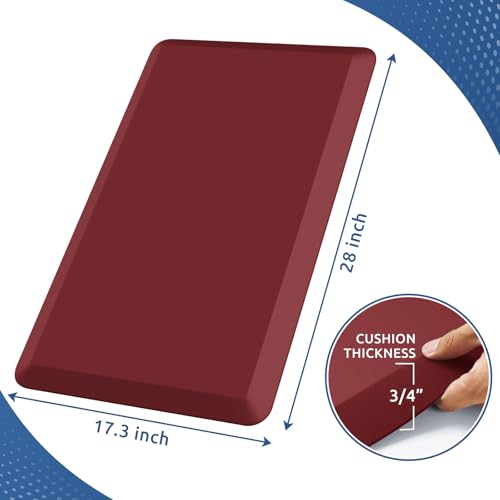 KitchenClouds Kitchen Mat Cushioned Anti Fatigue Kitchen Rug 0.8inch Water Resistant Non Slip Kitchen Rugs and Mats Standing Desk Mat Comfort Floor Mats for Kitchen Sink Office (17.3"x28", Red) - color: Red, size: 28"L x 17.3"W x 0.8"Th