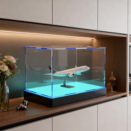 Light Up Acrylic Display Case with RGBW LED Lights, USB Powered with Switch Panel & App Control, Clear Collectible Display Box for 1: 18 Car Models & 1:24 Die-Casting Cars, 13x6.7x6.3 Inch - size: 13''(L) x 6.7''(W) x 6.3''(H)