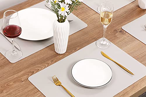Wipeable Placemats Leather Table Mats Waterproof Heat-Resistant Easy to Clean for Dining Table Set Kitchen Table (4, Slate Grey) - color: Slate Grey, size: set of 4