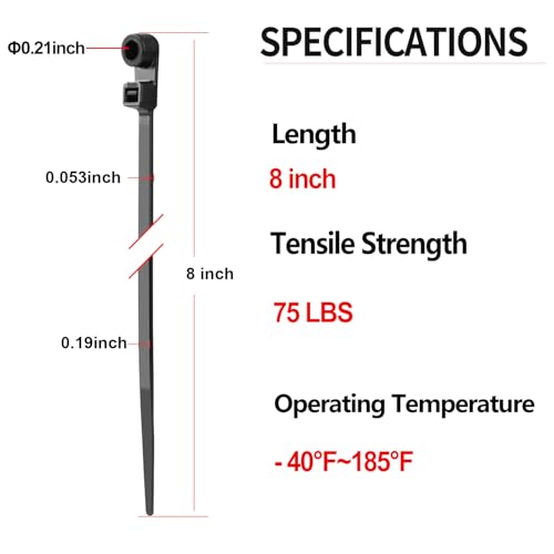 200 PCS 8 inch Black Zip Ties with Screw Hole 70lbs Mountable head Cable Ties Straps Multipurpose Heavy Duty Nylon Cable Zip Ties with Screw Mounting Hole - color: Black, size: 8 Inch (200PCS)
