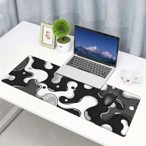 Black and White Gaming Mouse Pad, Large Mouse Pad for Desk Mat XXL XL Mousepad, Big Keyboard Pad Office Desk Accessories Decor - color: Black White