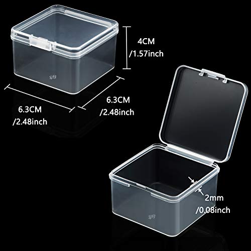 SATINIOR 24 Packs Small Clear Plastic Beads Storage Containers Box with Hinged Lid for Storage of Small Items, Crafts, Jewelry, Hardware (2.48 x 2.48 x 1.57 Inches) - size: 2.48 x 2.48 x 1.57 in