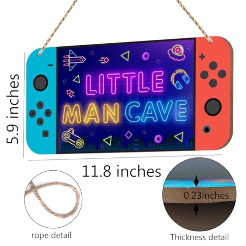 Little Man Cave Sign for Boys Game Console Boys Room Decor, Space Astronaut Living Room Wall Decor Wooden Hanging Plaque Wood Sign Wall Pediments Wallart Game Playroom Bedroom Decor - color: Multi1553