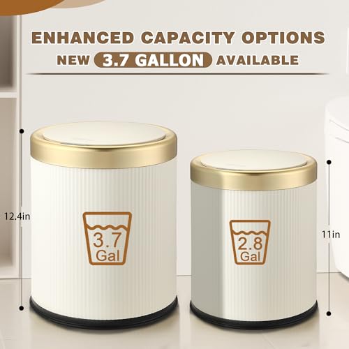 Automatic Motion Sensor Bathroom Trash Can with Lid, 3.7 Gallon Touchless Trash Garbage Bin Large Trash Cans Trashcan, White Smart Plastic Trash Bins for Bathroom, Office, Bedroom, Kitchen - color: White, size: 3.7 Gallon