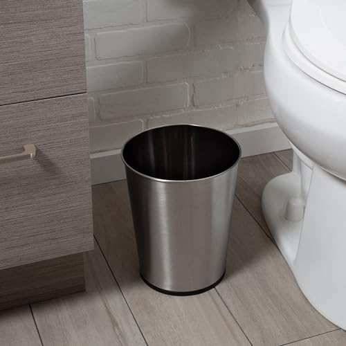 Bath Bliss 5 Liter Small Wastebasket, Stainless Steel | Compact Round Open Top Trash Can | Durable Bathroom Bedroom Dorm Office Garbage Bin | Stylish Space-Saving Waste Disposal Container - color: Stainless Steel, size: 1 Pack
