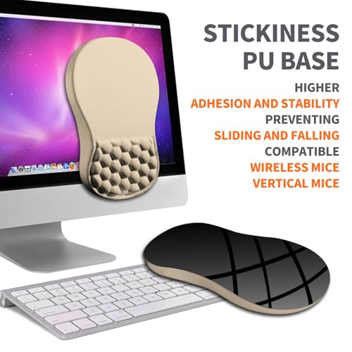 Ergonomic Joint Wrist Support Mouse Pad with Memory Foam Cushion Massage Bump, Carpal Tunnel Pain Relief Mousepad Slope Design for Wrist Rest, 11.8x7.9 in, Apricot - color: Apricot