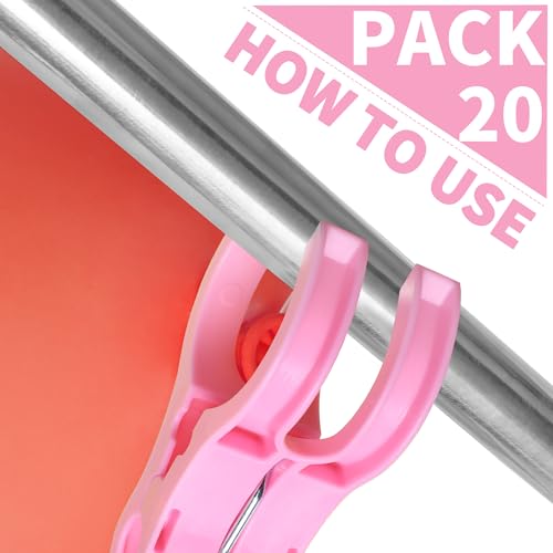 PUGPIU 20 Pack Balloon Arch Clips for Backdrop, 3.5 Inch Pink Spring Clamps | Plastic Balloon Clips for Arch, Great for Backdrop Stand, Birthday Wedding Decoration, Hang-drying, Beach Towels, Photos - color: Pink2