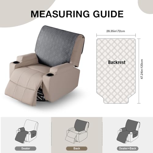 VANSOFY Recliner Chair Covers 100% Waterproof Backrest Cover Reclining Cover Non-Slip Dog Chair Cover Furniture Protector Washable Slipcover Elastic Straps for Pets, Dogs(Dark Gray) - color: Dark Gray