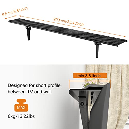 Bracwiser Plus No Drill TV Top Shelf 35.43 inch Wide for Thin Monitor TV Top Mounting Bracket Platform Holds Speaker, AV Receiver, Media Box, Game Console and More (CS106XLMINI) - size: 35 inch MINI