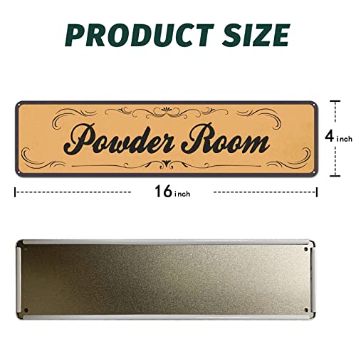 Powder Room Metal Sign Vintage Wall Décor 4" x 16" - color: Powder Room