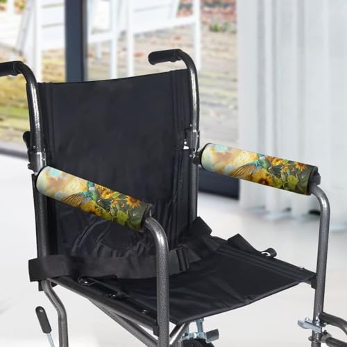 Wheelchair Armrest Covers Wheel Chair Accessories Adults 2 Pack Wheelchair Arm Pads for Office Transport Chair Pressure Relief Hummingbird - color: Hummingbird