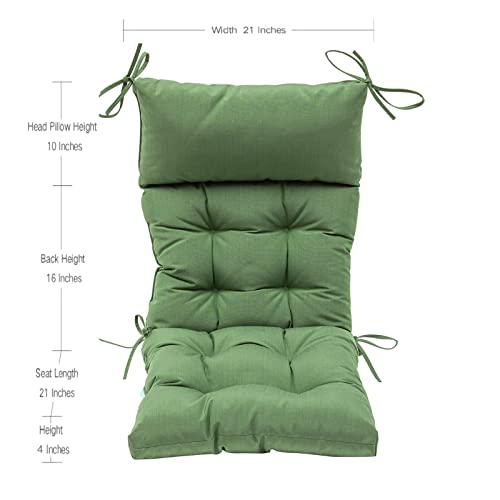 QILLOWAY Outdoor Rocking Chair Cushions Set of 2, 100% Polyester Waterproof Patio Rocking Chair Cushion, High Back Weatherproof Chair Pad for Adirondack & Outdoor Furniture, Dark Green - color: Dark Green