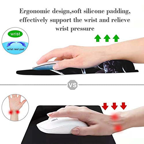 Black Mouse Pad with Wrist Rest,Non-Slip Rubber Base for Comfortable Gaming Mousepad - Ergonomic Mouse Pads with Wrist Support Suitable for Laptop Desktop and Work, Office Desk Accessory - color: A1
