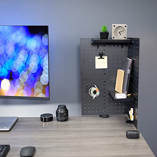 VIVO Black Clamp-on 20 x 24 inch Desk Pegboard, PP-DK24B | Steel Privacy Panel, Magnetic Peg Board, Office Accessory Organizer, Above or Under Desk Placement - color: Black, size: 24"