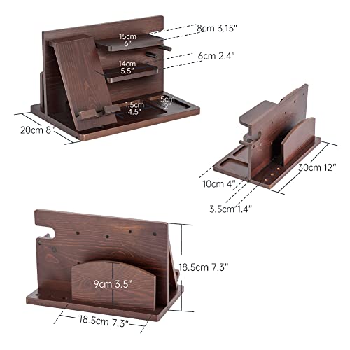 Gifts for Men Bedside Organiser Wood Phone Docking Station Dad Birthday Gifts for Him Nightstand Key Wallet Watch Stand Mens Gifts for Xmas Presents for Dad Husband Boyfriend Anniversary & Christmas - color: Brown