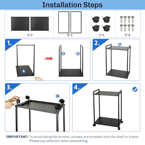 Liitrton Computer Tower Stand, 2-Tier PC Stand with Lockable Wheels CPU Holder Under Desk for Office Home (L)