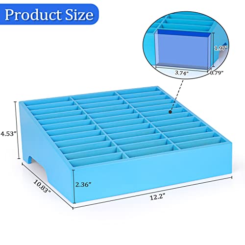 36-Grid Wooden Cell Phone Holder Desktop Organizer Storage Box for Classroom Office (Blue 36-Grid) - size: Blue 36-Grid