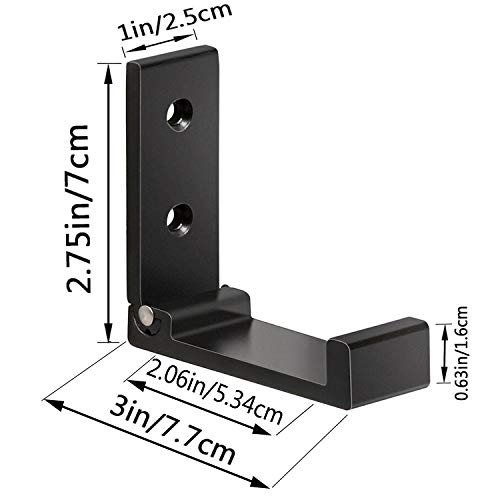 ZEYU Folding Coat Hooks, 10Pcs Wall Hooks for Hanging Coat Towel Hooks Hardware Heavy Duty Aluminum Alloy Headphone Holder Hooks No Rust Wall Mounted with Screws for Bags Fitness Equipment - color: 10Pcs-Black