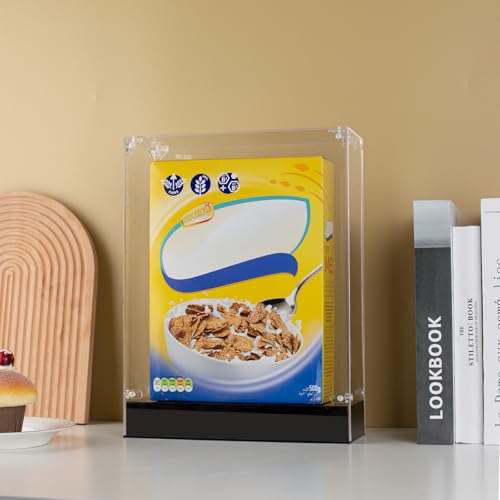 Cereal Box Display Case, 10.6 x 4 x 13.7 Clear Acrylic Display Box Memorabilia Display Case & Storage Sports