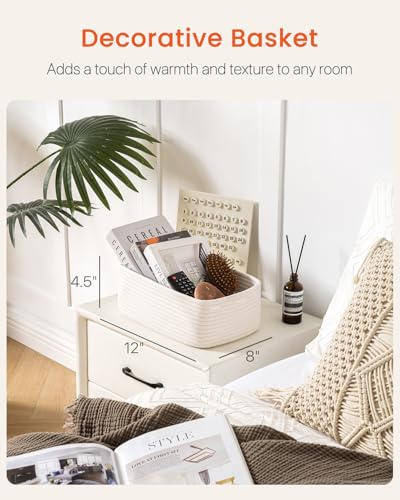 KALLAX Small Woven Basket, 12 x 8 x 4.5 Inches, Storage Basket for Organizing, Cute Small Rope Shelf Closet Cube Storage Bins Baskets for Shelves, Dog Toy Gift Baskets Empty, 3 Packs, Off White - color: Off White, size: 12"L x 8"W x 4.5"H