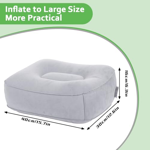 Inflatable Foot Rest for Airplane Travel & Office, Portable Leg Rest Pillow, Elevating Feet for Economy Flight, Home Desk, Car Use - Grey(2Pcs)