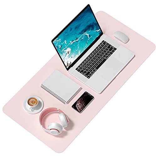 Hsurbtra Desk Pad, 35.5" x 17" PU Leather Desk Mat, XXL Extended Mouse Pad, Waterproof Desktop Blotter Protector, Non-Slip Ultra Thin Large Laptop Keyboard Writing Mat for Office Home, Pink - color: Pink, size: 35.5" x 17"