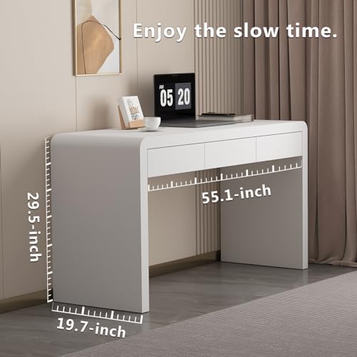 Messenya Dongge White Computer and Gaming Desk with Drawers.Home Office desks for Bedroom.Wooden Kids' Writing Table.Three-Layer Lacquered Thick Wooden Board Work Desk That can be Used as a Vanity - color: White, size: 3-drawers