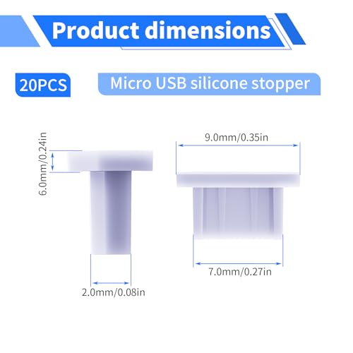 Micro USB Plug Protective Cover 20 Pcs Anti-Dust Protector Caps, Plug Protector Caps for Micro USB Male Ports and Computers Transparent Silica Gel - color: Transparent, size: Micro USB