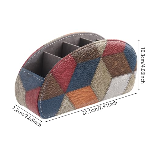 Remote Control Holder with 5 Compartments, PU Leather Remote Holder Compatible with Fire TV Remotes, Media Player Remotes, Heater Controllers, and Air Conditioner Remote Controls(Lattice Pattern) - color: Lattice Pattern