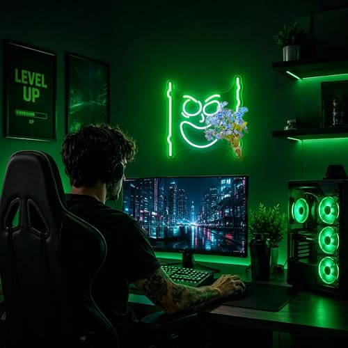 Neon Sign, Neon Signs for Wall Decor - Dimmable LED Light Signs Home Decor for Bedroom, Man Cave, Gaming Room, Party, Club, Bar Decoration - Christmas Halloween Easter Gift - color: White+Green