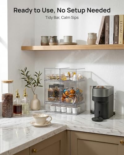 Vtopmart Stackable Storage Drawers Set of 7, Clear Plastic Organizer Bins for Baby Bottle, Beauty Supplies Storage, Ideal for Kichen Countertop, Vanity, Bathroom, Cabinet, Pantry Organization - style: 4 Small+2 High+1 Wide