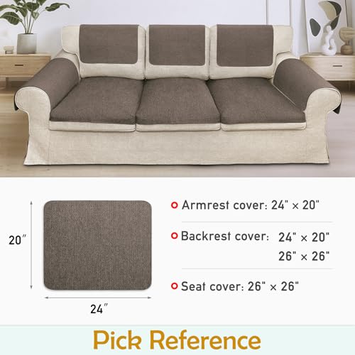 Couch Arm Covers, Waterproof Armrest Cover for Sofa, Loveseat, Armchair, Non-Slip Recliner Arm Cover, Sofa Arm Covers, Headrest Cover, Arm Chair Covers Set of 2 (Brown, 24"×20") - color: Brown, size: 24" x 20" - 2 pcs