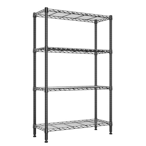 IZEUK Storage Shelves Metal Shelving Unit - color: Black, size: 4 Tier, 23.6" D x 53.1" W x 73.6" H