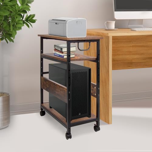 TooCust Computer Tower Stand, Computer & Machine Carts, Computers Towers Floor Stand, PC Towers Shelf, 3-Tier PC Tower Floor Stand with Side Shelf, Mobile Rolling CPU Holder Cart for Home Office - style: Small(for mini and mid tower)