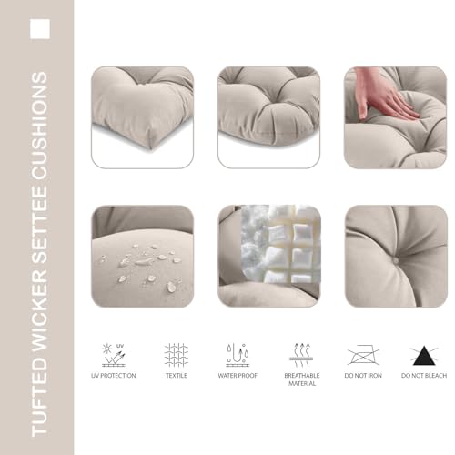 Outdoor Chair Cushions Set of 2, 19x19x4 Inch Seat Pads with Ties for Patio Wicker Chairs Garden Dining Chair, Indoor Outside Use, Fade-Resistant & Waterproof, Taupe - color: Taupe, size: 19x19x4"