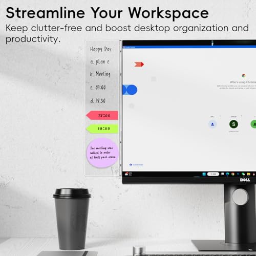 2Pcs Magnetic Monitor Memo Board, Acrylic Message Reminder Board for Moniter Side, Office Desk Accessories for Women Men, Computer Sticky Note Holder Home Office Memo Holder, Clear, XL - style: 13.2" X 3.3"-Clear-2Pack