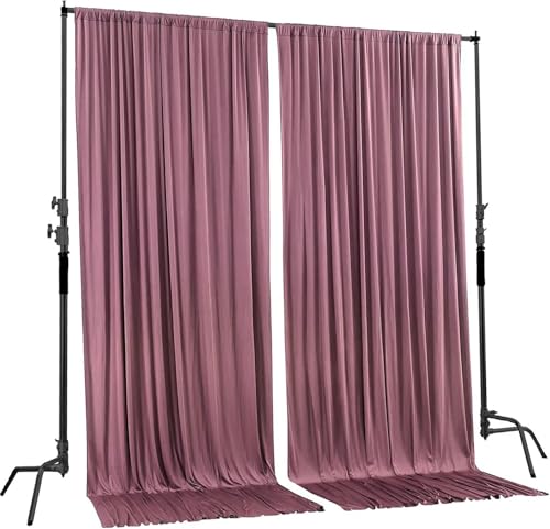AK TRADING CO. 10 feet x 8 feet IFR Polyester Backdrop Drapes Curtains Panels with Rod Pockets - Wedding Ceremony Party Home Window Decorations - Dusty Rose - color: Dusty Rose