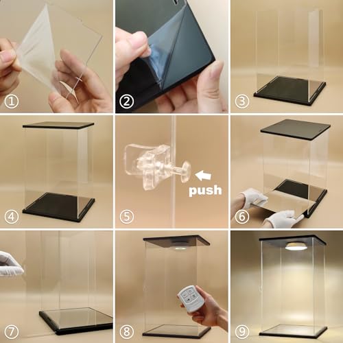 NONEMEY Clear Acrylic Display Case with Remote Control Light for Lego 76191 76223,Dustproof Model Showcase Organizer Box, Display Case for Collectibles (5.9x7x14.5inch,15x18x37cm) - size: 5.9×7×14.5 inch, 15×18×37 cm