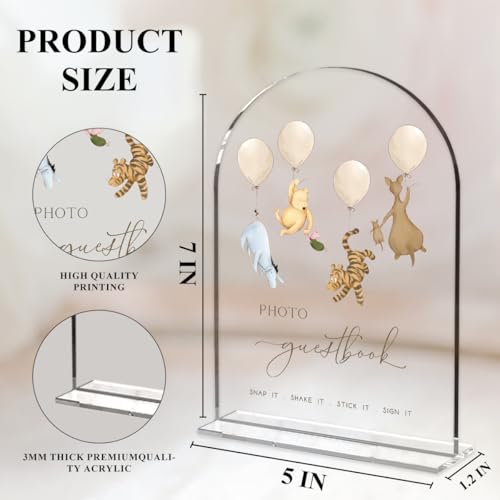 Cute Bear Baby Shower Sign Decor Arch Acrylic decorativesignage0488 | Cute Bear Centerpieces Baby Shower & Event Gift Stations Dessert Table Decor - color: BGuestbook1