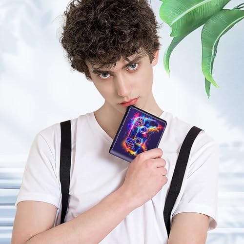 EXXBYELI Boys Wallet for Kids, Cool Kids Gamer Wallet for Boys Ages 8-10 9-12 11-15 with Credit Id Card Cash Holder Black Rfid Blocking Zipper For Teen Youth Guys Teenager Birthday Gifts - color: game-Red blue gamepad