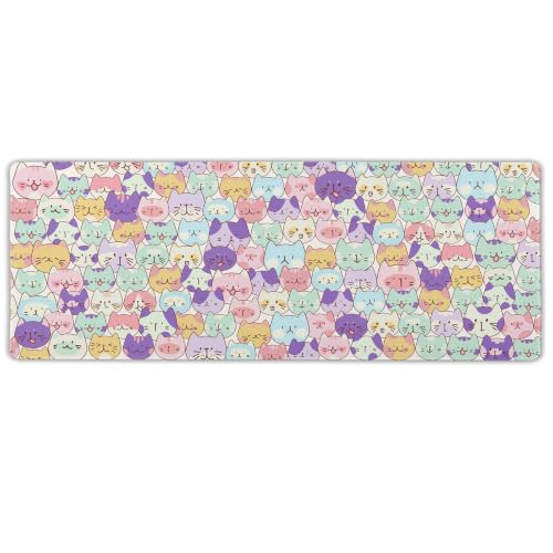 Cute Cat Mouse Pad XXL Large 35.4"x15.8" Extended Gaming Mousepad Kawaii Cat Mouse Mat for Women Desk Mat with Stitched Edges XXL Non-Slip Base Computer Keyboard Pad for Home Office Work Gamer - color: Cute Cats, size: 35.4x15.7 Inch