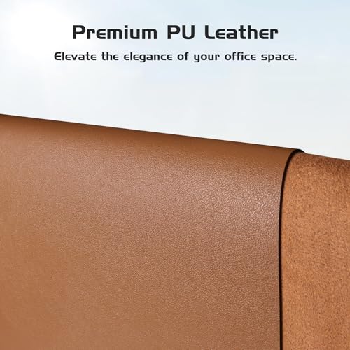 Aothia Leather Desk Pad Protector, Office Desk Mat, Large Mouse Pad, Laptop Desk Pad, Non-Slip PU Leather Desk Blotter, Waterproof Desk Writing Pad for Office and Home (Brown, 47" x 24") - color: Brown, size: 47" x 24"