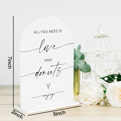 Love and Donuts Sign Dessert Table Sign Dessert Bar Snack Bar Donuts Lover Engagement Bridal Shower Decor for Ceremony Party Reception Table Decor 5 x7 Inch - color: Love and Donuts