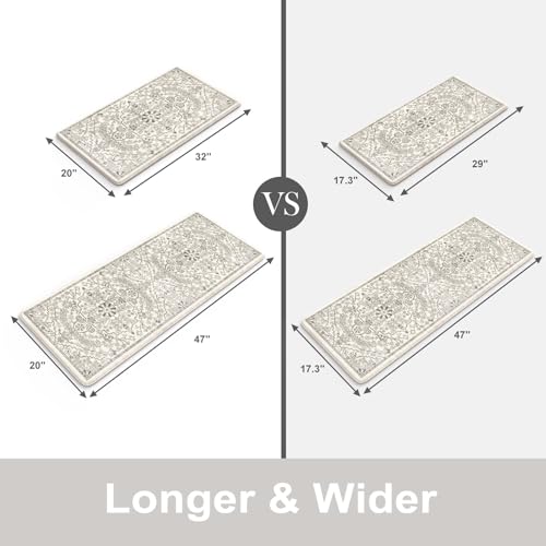 KIMODE Kitchen Mats Cushioned Anti Fatigue, 20"x47"+20"x32" Farmhouse Kitchen Rugs Sets of 2, Non Slip Kitchen Mats for Floor, Padded Kitchen Floor Mats for Sink, Laundry, Desk Grey - color: Light Grey/Multi, size: 20" x 47"+20" x 32"--0.47 inches